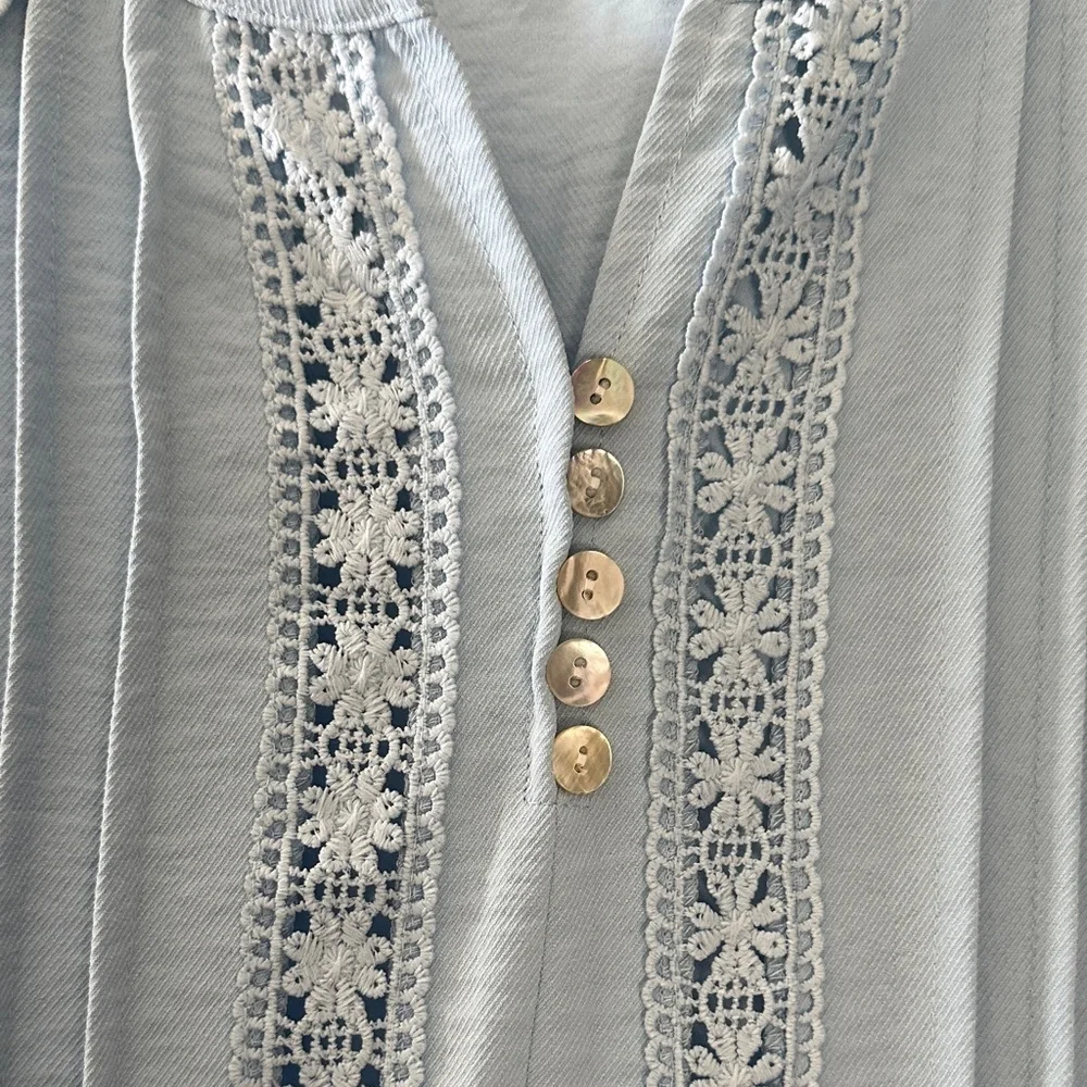 Lane Bryant Sky Blue Lace Accent Blouse - Picture 5 of 12